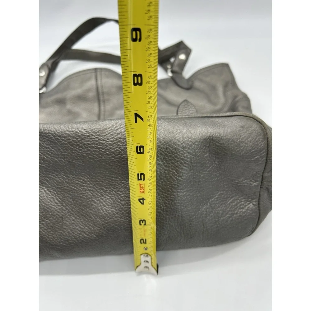Lauren Ralph Lauren Silver Pebbled Leather 1967‎ Hobo Bag Cargo Pockets Designer